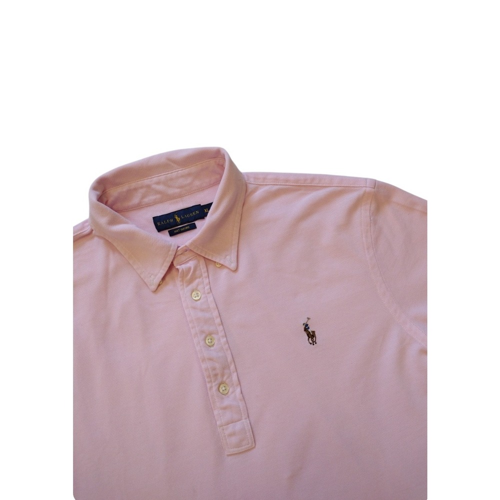 Ralph Lauren Polo Shirt Men‎ Extra Large Pink Golf Knit Oxford Palm Tree Casual